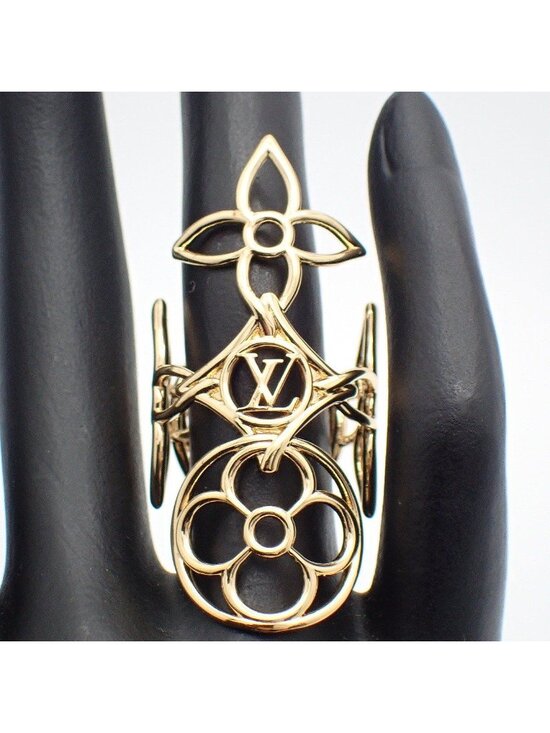Louis Vuitton Goldtone Metal Twiggy Ring Size 7/M | Yoogi Louis Vuitton Bag LV Twiggy Ring Gold Color M No 14 Pawn